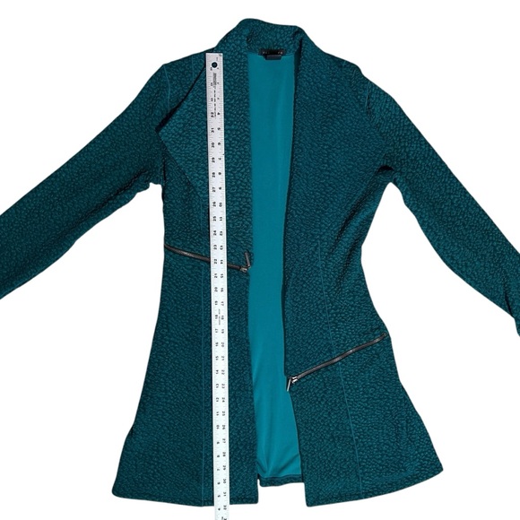 EVA VARRO Barcelona Jacket Small Teal Textured Zip Front Handcrafted USA - Picture 3 of 6